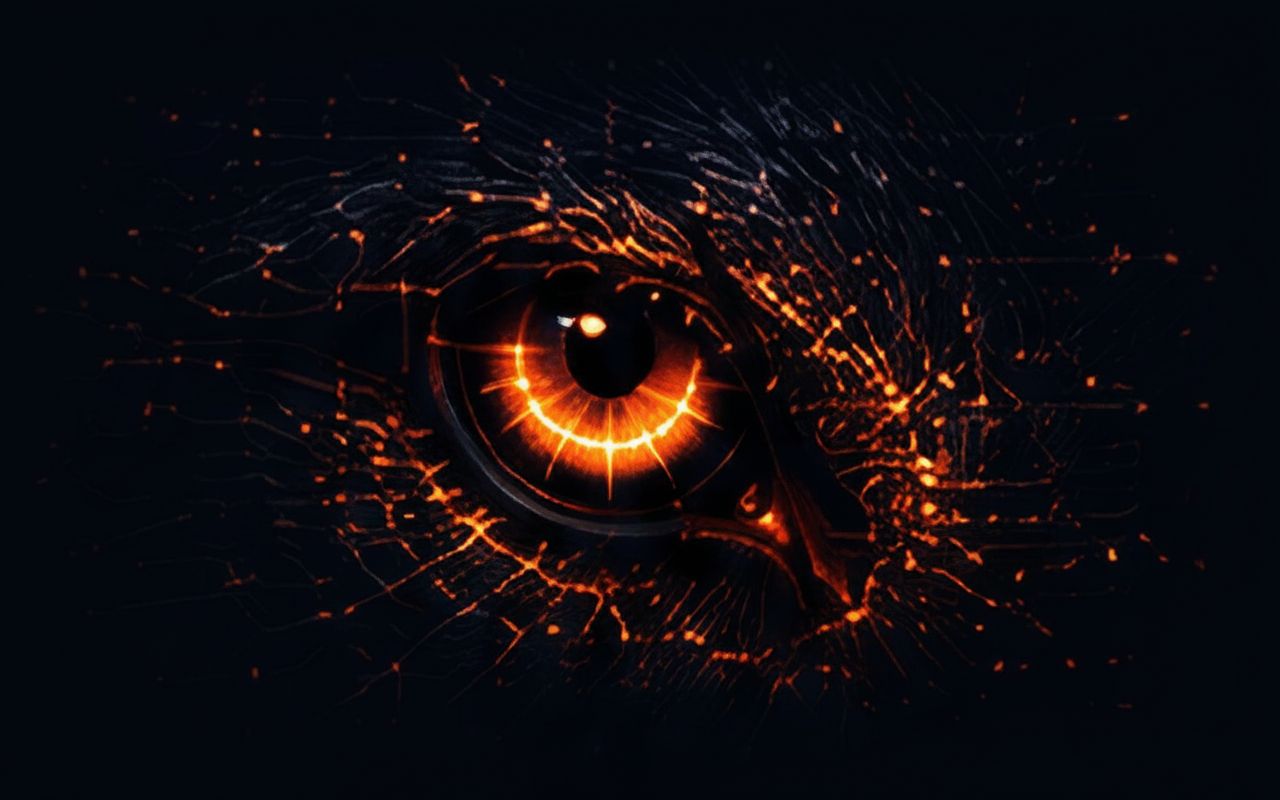 AI wolf eye glowing orange