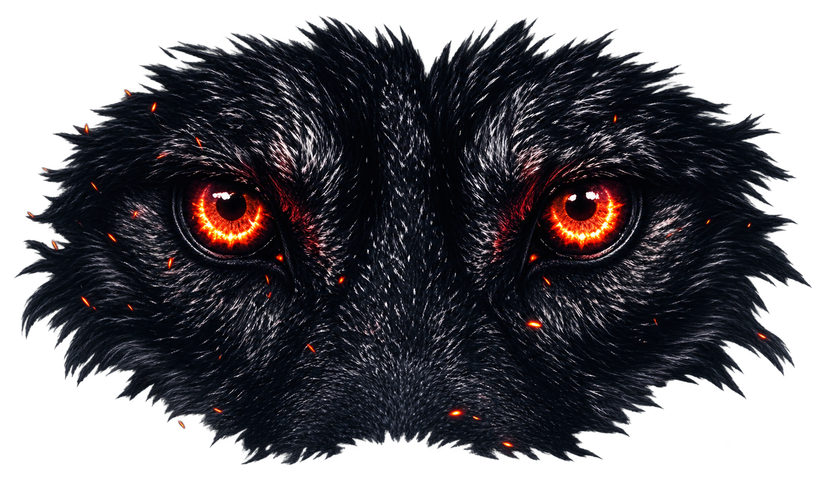 Wolf with glowing orange eyes
